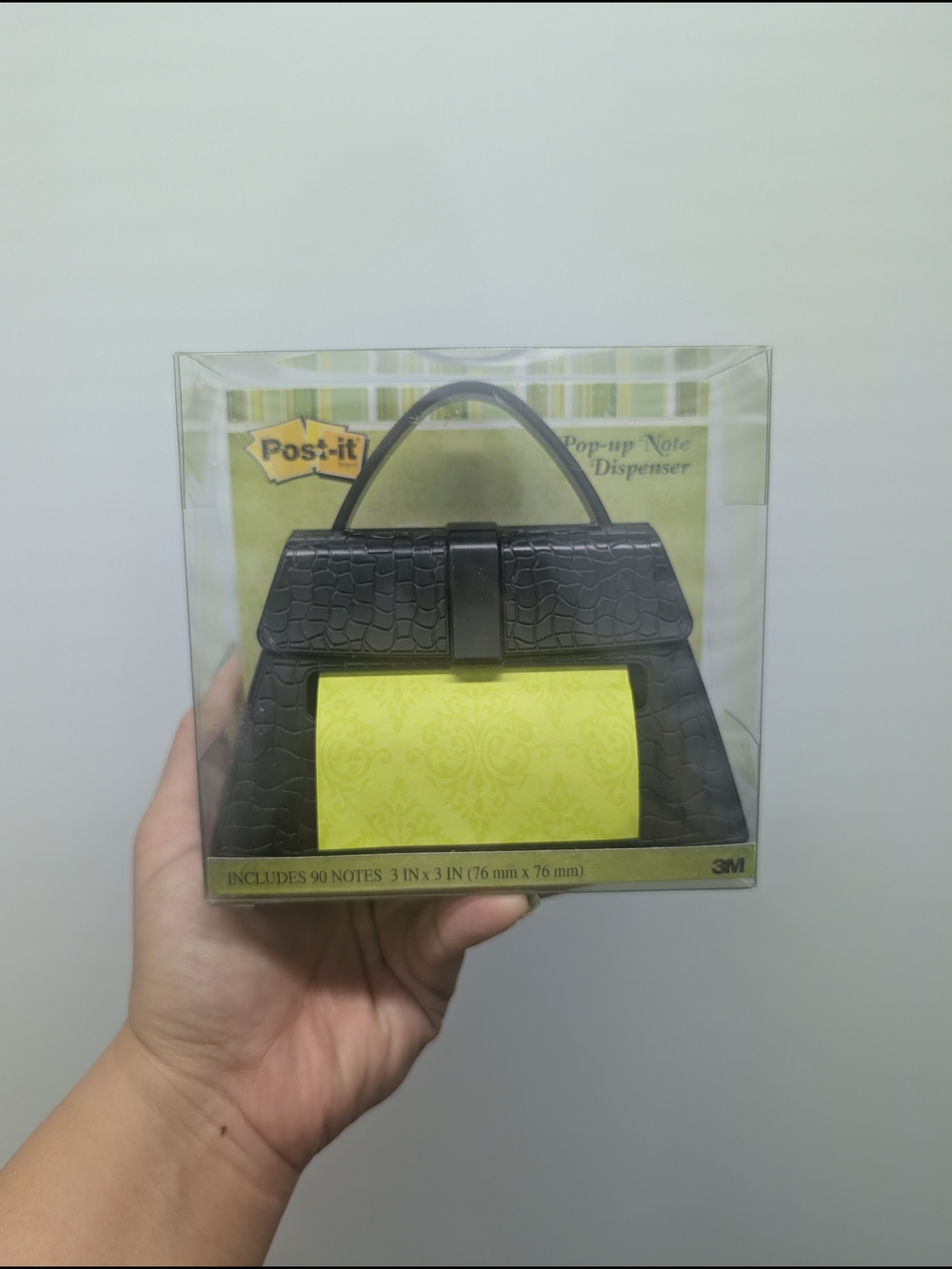 Pop-Up Note Dispenser Handbag Design in Black with Canary Yellow Notes
